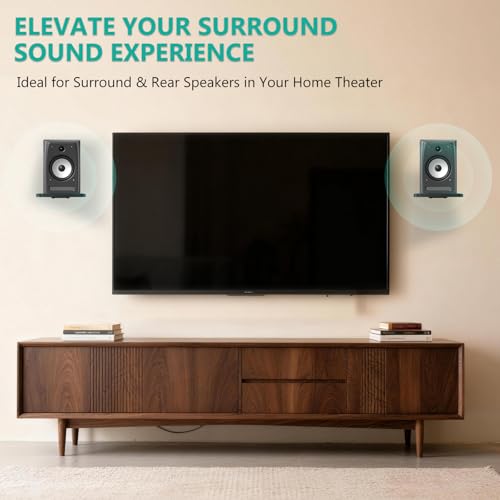 WALI Surround Sound Speaker Wall Mount, 1 Pair Heavy Duty Floating Shelf - color: Black, size: 7.87" x 7.87"