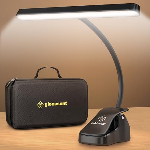 Glocusent Rechargeable Music Stand Light, 4000mAh Piano Light with EVA Case | 57 LED Piano Light, 3 Colors & 5 Brightness Piano Lamp,140Hrs Runtime, Ideal Gift for Musician/Piano Player/Piano Teacher
