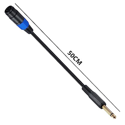 6.35mm Male TS Plug to Speakon Female Speaker Cord (50cm) | Speakon to 1/4" Mono Speaker Cable, Female Speak-on Jack to 6.35mm TS Plug for DJ/PA Speaker Cord (6.35mm Straight)