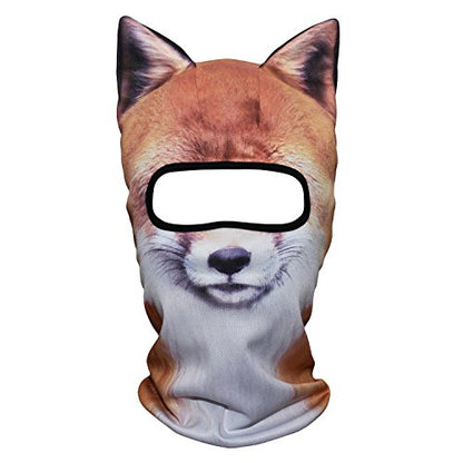 WTACTFUL 3D Animal Ears Balaclava, Breathable Face Mask for Halloween | Stand-Up Ears, Windproof Dustproof, Quick-Dry, No Fade Print, Soft, for Music Festivals Raves Ski Snowboard Moto Party - color: Fox Meb-08