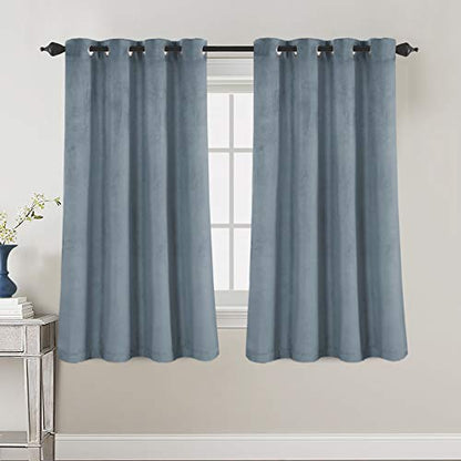 H.VERSAILTEX Room Darkening Velvet Curtains for Bedroom, 63" L, Stone Blue - color: Stone Blue, size: 52"W x 63"L (Pack of 2)