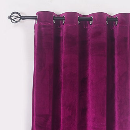 Cherry Home Super Soft Luxury Velvet Fushcia Room Darkening Light Blocking Drapes Curtain Panel Drapery 52 inch Wide by 72 inch Length with Grommet Fushcia,2 Panels - color: Fushcia, size: 52"W x 72"L (Pack of 1)
