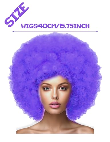 LIULIUBTY Short Bob Hair Wigs Straight with Flat Bangs Synthetic Colorful Cosplay Daily Party Neon Wig for Women + Free Wig Cap 12" Natural As Real (Afro, Purple) - color: Afro, Purple