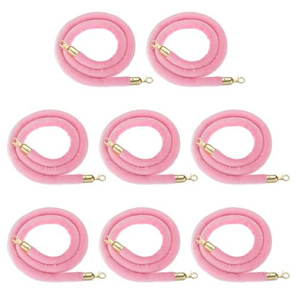 PATIKIL 8 Pack Pink Velvet Stanchion Rope, 6 Ft Crowd Control Ropes Barrier Hanging Rope with Stainless Steel Gold Plated Hooks for Carpet Events Movie Theaters Opening Activities - color: Pink/Gold Plated, size: 6 Feet
