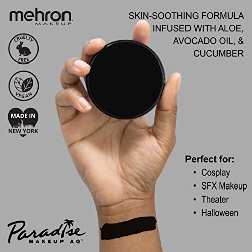 Mehron Makeup Paradise AQ - BLACK, Water-Activated Face & Body Paint - color: Black, size: 1.4 Ounce