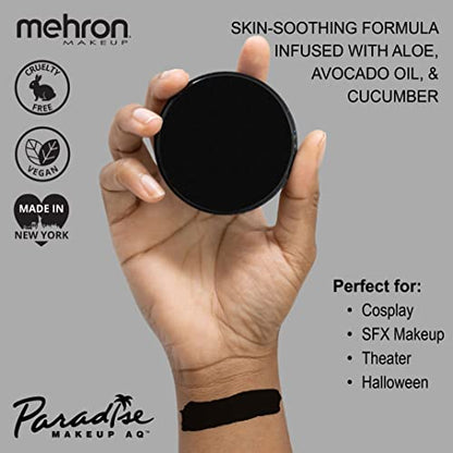 Mehron Makeup Paradise AQ - BLACK, Water-Activated Face & Body Paint - color: Black, size: 1.4 Ounce