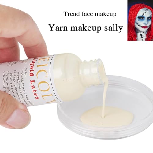 MEICOLY Light Flesh Liquid Latex with Sponge,Halloween Costume SFX Special Effects Makeup for Scar Burn Monster Zombie Cut Wound Skin Wrinkle,Liquid Latex Glue for Bald Cap,Yarn Wood Makeup - color: light flesh liquid latex
