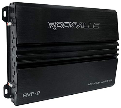 Rockville RVF-2 4-Channel Car Amplifier, 1200W Peak/300W RMS, Class-AB, MOSFET, Adjustable Crossover, Bass EQ, Perfect for Subwoofers and Car Audio | MOSFET Power Supply, Adjustable Crossover, 12dB Bass EQ, IC Protection, Soft Start, 2 Ohm Stable, LP/HP F