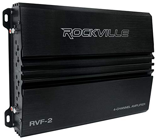 Rockville RVF-2 4-Channel Car Amplifier, 1200W Peak/300W RMS, Class-AB, MOSFET, Adjustable Crossover, Bass EQ, Perfect for Subwoofers and Car Audio | MOSFET Power Supply, Adjustable Crossover, 12dB Bass EQ, IC Protection, Soft Start, 2 Ohm Stable, LP/HP F