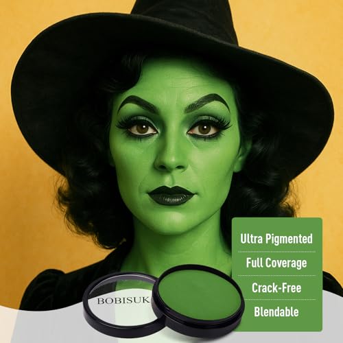 BOBISUKA Light Green Face Body Paint, Water-Based Face Painting for Halloween,Christmas & St. Patrick's Day, Non-Toxic Facepaint for Witch Monster Gamora Goblin Grinch Hulk SFX Makeup Cosplay Party - color: Light Green