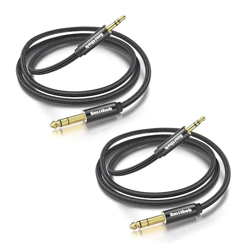 Smithok 2pack 1/8 to 1/4 Stereo Audio Cable,6.35mm 1/4" Male to 3.5mm 1/8" Male TRS Bidirectional Stereo Audio Cable for Guitar, Laptop, Home Theater Devices, Speaker and Amplifiers 4Ft - size: 2pack 4ft