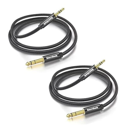 Smithok 2pack 1/8 to 1/4 Stereo Audio Cable,6.35mm 1/4" Male to 3.5mm 1/8" Male TRS Bidirectional Stereo Audio Cable for Guitar, Laptop, Home Theater Devices, Speaker and Amplifiers 4Ft - size: 2pack 4ft