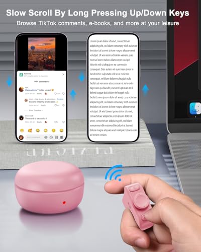 [New Upgrade, Easy to Use] TikTok Scrolling Ring Remote Control, Camera Shutter Remote, Wireless Bluetooth Scrolling Ring for iPhone, iPad, iOS, Android - Light Pink - color: Light Pink