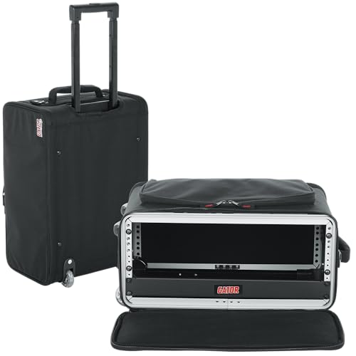 Gator Cases Lightweight Rack Bag with Removable Shoulder Strap, Pull handle, and Wheels, 3U Rack - 12.5" Rackable Depth (GR-RACKBAG-3UW) - size: 3U Rack Space - Rolling