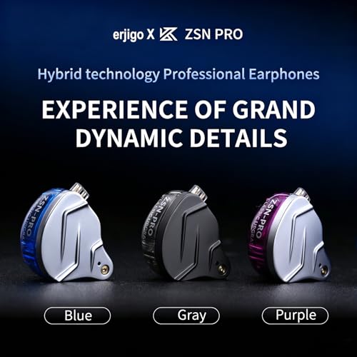 KZ ZSN Pro Dynamic Hybrid Dual Driver in Ear Earphones Detachable Tangle-Free Cable Musicians in-Ear Earbuds Headphones (Blue Without Mic) | Dynamic / balanced armature Hybrid Dual Driver in Ear Earphones Detachable Tangle-Free Cable Musicians Headphones