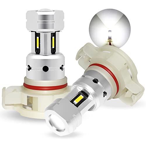 PHINLION 5201 5202 LED Fog Light Bulbs, 6000K Xenon White, 2 Pack - color: White