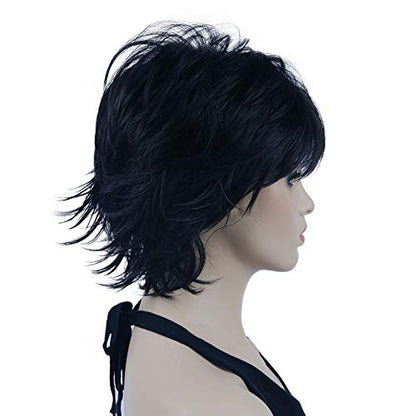 Lydell Short Layered Shaggy Wavy Full Synthetic Wigs (Natural black) - color: #2 Natural black