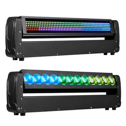 360° Moving Head DJ Lights 250W Beam Curtain & Strobe Stage Lights Bar 12x10W RGBW 4in1 DMX512/Sound/RDM Professional DJ Stage Props for Party Live Show Wedding - 1 Pcs