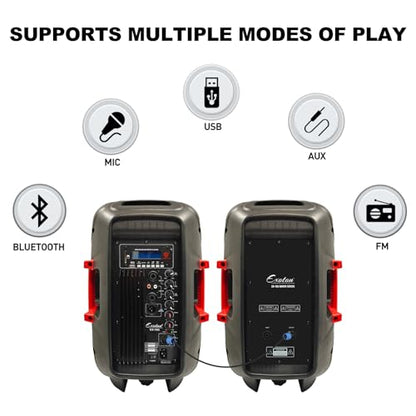 EXOTON 10 inch Professional Dual Powered PA Speakers, 2-Way Active&Passive Loudspeakers, PA System Combo Set with Microphone/Tripods/Remote Control/Bluetooth/USB, Indoor&Outdoor