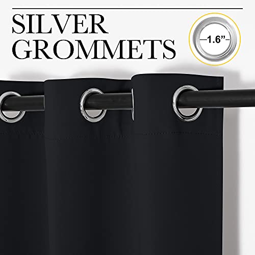 NICETOWN Halloween Bathroom Blackout Curtains and Drapes, Black Solid Thermal Insulated Grommet Blackout Drapery Panels for Window (2 Panels, 34 inches Wide by 45 inches Long, Black) | Halloween Solid Thermal Insulated Grommet Blackout Drapes Drapery Pane