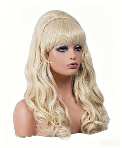 Rugelyss Long Wavy Blonde Wig with Bang Big Bouffant Beehive Wigs for Women fits 80s Costume or Halloween Party - color: Blonde