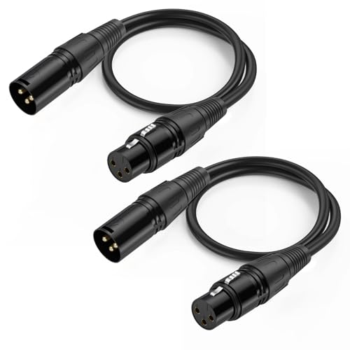 2 Pack XLR Cable, Male to Female Microphone Cable Oxygen-Free Copper (OFC) Mic Cord for Speaker Podcast Audio Mixer DMX Effector Amplifier Sound Card(A, 15Feet) - size: 15Feet, style: A