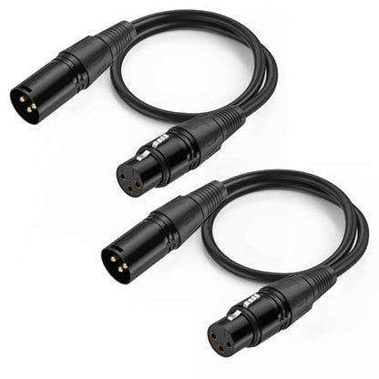 2 Pack XLR Cable, Male to Female Microphone Cable Oxygen-Free Copper (OFC) Mic Cord for Speaker Podcast Audio Mixer DMX Effector Amplifier Sound Card(A, 15Feet) - size: 15Feet, style: A