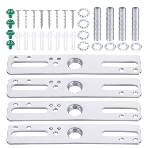 Ceiling Light Fixture Mounting Bracket Kit,4 Pack Light Crossbar Mounting Bracket 4 Inch Universal Lamp Fixture Hardware Set for Chandelier Pendant Flushmount Wall Lamp Ceiling Fan Silver