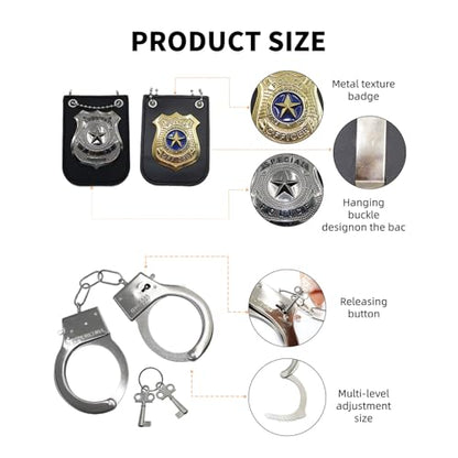 10 Pcs/2 Set Police Costume Accessories for Theme Party Halloween | Cop Costume with Police Hat Walkie Talkies Badge Sunglasses Officer Theater Dress Up