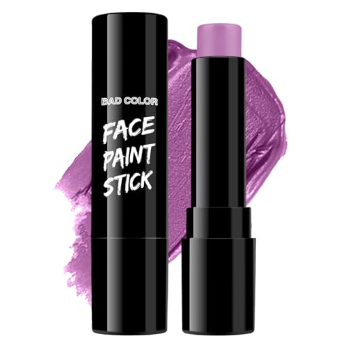 BADCOLOR Light Purple Face Paint Stick, Cream Lavender Periwinkle Eye Black, Sweatproof Waterproof for Sports Violet Lilac Halloween SFX Ursula Cosplay Costume Makeup - color: 1PCS Light Purple