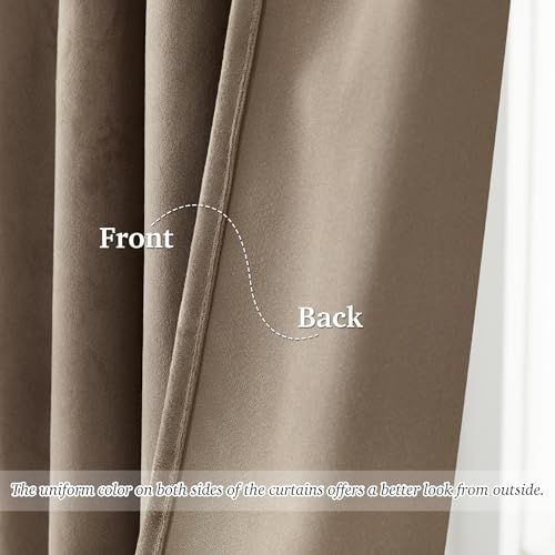StangH Taupe Velvet Curtains 96 Inches Long 2 Panels Luxury Elegant Drapes | Extra Long Drapes for High Ceiling, Modern Office Window Coverings, Room Darkening Privacy Treatment, W52 x L96 - color: Taupe, size: 52"W x 96"L (Pack of 2)
