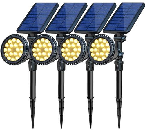 Solar Spotlights, 18 LED Solar Lights Outdoor Waterproof, 2 Mode Soft Warm White Landscape Lighting Auto On/Off Spot Lights for Flag Pole Garden Yard Tree Driveway Pool, 4 Pack - color: Warm White, size: 4 PACK