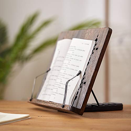 Book Stand with Page Clips, Foldable Reading Rest Holder, Portable Desk Bookrest, Cookbook/Tablet PC/Music Document Stand, Adjustable Wood Reading Frame (Chinese Knot, 11.8 x 8.7 inches) - color: Chinese Knot, size: 11.8 x 8.7 inches
