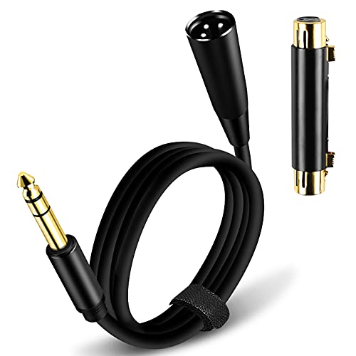 1/4 Inch TRS to XLR Cable 10Ft with Female Adapter, 6.35mm Male to XLR 3 pin Male Balanced Cable,for Microphone, Audio Mixer, Speaker, Studio and More - color: black, size: 10Ft with Female Adapter