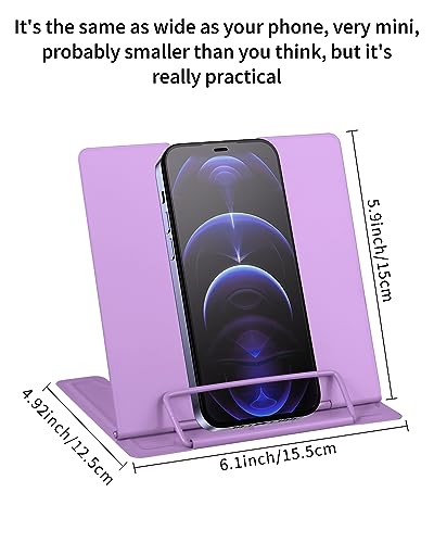 MSDADA Small Desk Book Stand Metal Reading Rest Book Holder | Adjustable Cookbook Documents Holder Portable Sturdy Bookstands for Recipes Textbooks Tablet Music Books(Purple） - color: Purple