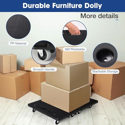 Heavy Duty Furniture Movers with Wheels 2 Pack, Portable Small Flat Moving Dollies for Heavy Furniture, Sofa Appliance Cabinet Movers, 440 lbs Capacity - color: Furniture Movers 2 Pack - Black