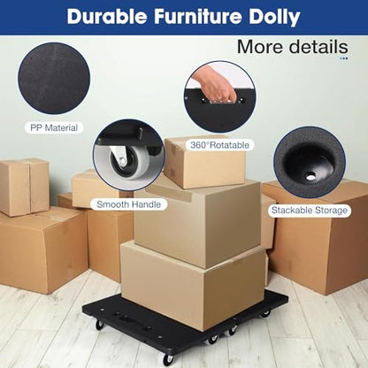 Heavy Duty Furniture Movers with Wheels 2 Pack, Portable Small Flat Moving Dollies for Heavy Furniture, Sofa Appliance Cabinet Movers, 440 lbs Capacity - color: Furniture Movers 2 Pack - Black