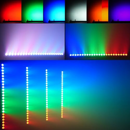 24 LED Stage Lights Bar 120W Professional Wall Wash Lights RGBW UV 6in1 DMX Light 12/50 CH 8-Zone Linear Fixture with 58 Auto Modes, Strobe & Sound Active for Party Club Disco Events Wedding Church - style: 6-in-1 LED