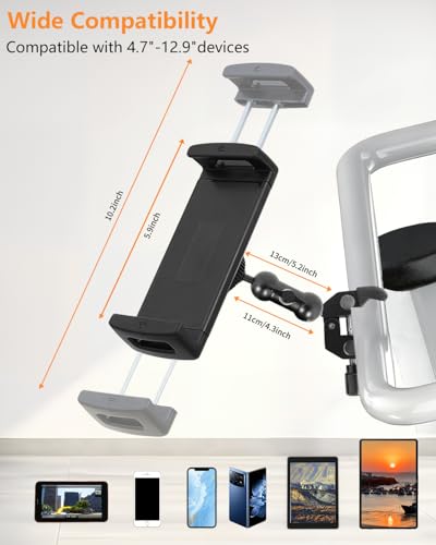 SH iPad Holder for Mic Stand - Tablet Holder for Mic Stand with 360° Rotation, Adjustable ipad Holder Stand with Super Clamp for Music Stand, Treadmill, Compatible 4.7 to 13-inch iPhones and Tablets - size: AC010-Bean pod Clamp