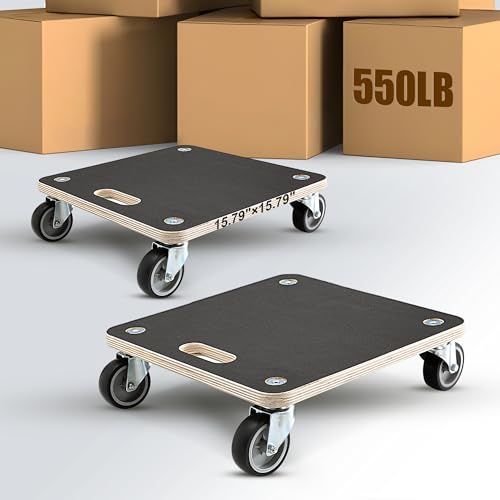 (2 Pack) Heavy Duty 551LB Square Moving Dolly - 3" TPR Wheels - size: Square(2 Pack)