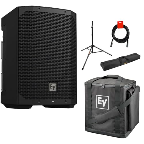 Electro-Voice EVERSE 8 2-Way Battery-Powered with Bluetooth Audio Bundle with Electro-Voice Padded Tote Bag, SS-47S Steel Speaker Stand with Tripod Base, 51" Stand Bag, and 20-Inch XLR-XLR Cable - size: 8-Inch