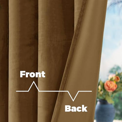 BGment Velvet Curtains for Living Room, 2 Panels, 42x84 Inch, Bronze Brown | Elegant Black Out Curtains 84 Inch Long, Thick, Thermal Insulated, Noise Reduce, Luxury Bedroom Drapes, Back Tab Rod Pocket - color: Bronze Brown, size: 42"W x 84"L (Pack of 2)