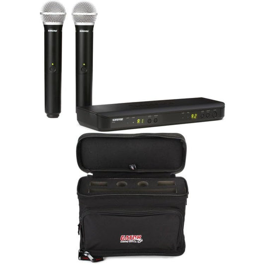 Shure BLX288/PG58 Dual Channel Wireless Microphone System - Handheld Mics with Bag, J11 Band, Professional Audio for Performances, Events, and Presentations, Reliable UHF Transmission, Easy Setup