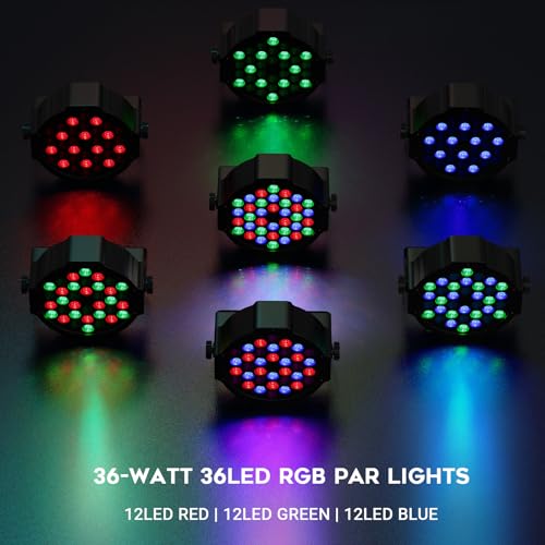 Battery Powered Stage Par Lights: 36W RGB Rechargeable Par Can 2Pack - 6 to 15Hours Working Time - Remote DMX Control Uplights for Event Chruch Wedding Mobile DJ Party Music Dance Band Club Live Show
