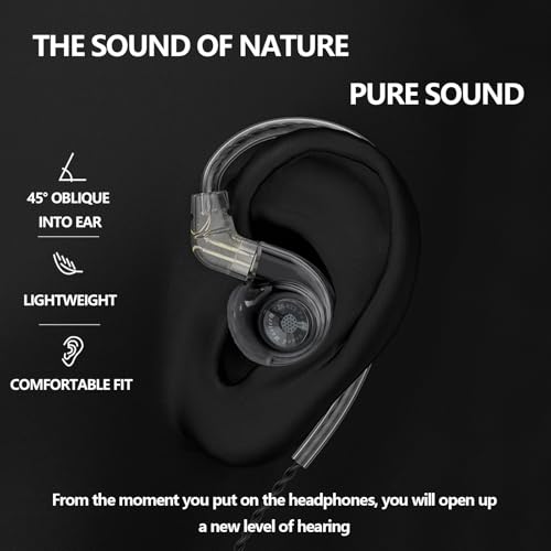 In Ear Monitor Headphones Dual Magnetic Dynamic Driver IEM with Mic, Black | Hybrid Banlance Armature with Dynamic in Ear Headphones IEM Earphones Gaming Earbuds - color: HJ-822 Black with Mic