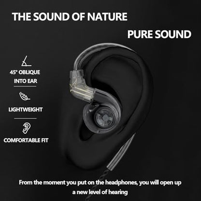 In Ear Monitor Headphones Dual Magnetic Dynamic Driver IEM with Mic, Black | Hybrid Banlance Armature with Dynamic in Ear Headphones IEM Earphones Gaming Earbuds - color: HJ-822 Black with Mic