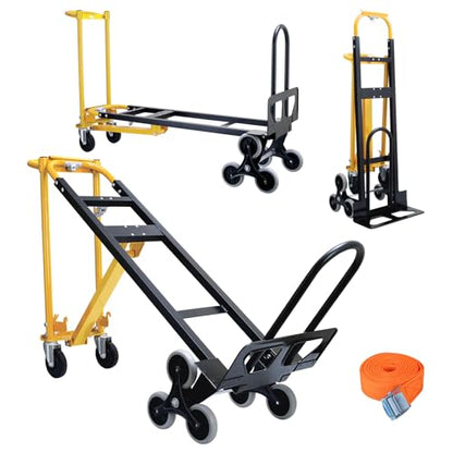3 in 1 Stair Climbing Dolly Cart with Wheels,1000LBS(Yellow) | Stair Dolly Climber Heavy Duty,Convertible Hand Truck Dolly for Stairs for Moving,Transport in Warehouses,Office - color: Yellow