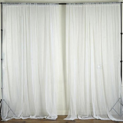 TABLECLOTHSFACTORY 10FT Fire Retardant White Sheer Voil Curtain Panel Backdrop - Premium Collection - color: White, size: 120"W x 120"L (Pack of 1)