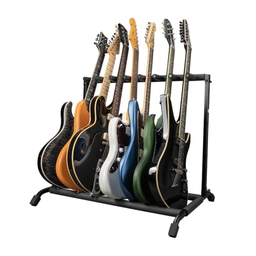 Gator Rok-It Collapsible Folding Guitar Rack Stand for 7 Guitars – Fits Acoustic, Electric, or Bass Guitars – Portable, Durable, Space-Saving Storage (RI-GTR-RACK7) - style: 7 Guitars