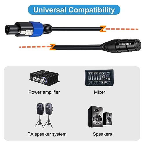 Speakon to XLR Speaker Cable, XLR Female to Speakon Male Adapter, 50cm/1.6Feet with Twist Lock for DJ/PA Speakers - color: Speakon to XLR female 50cm/1.6Feet